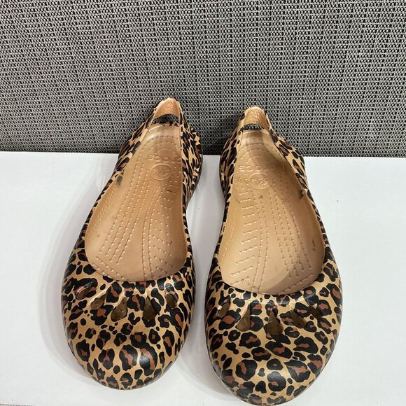 Crocs Kadee Women's Size 8 Leopard Print Slingback Slip-On Ballet Flats - Picture 2 of 7
